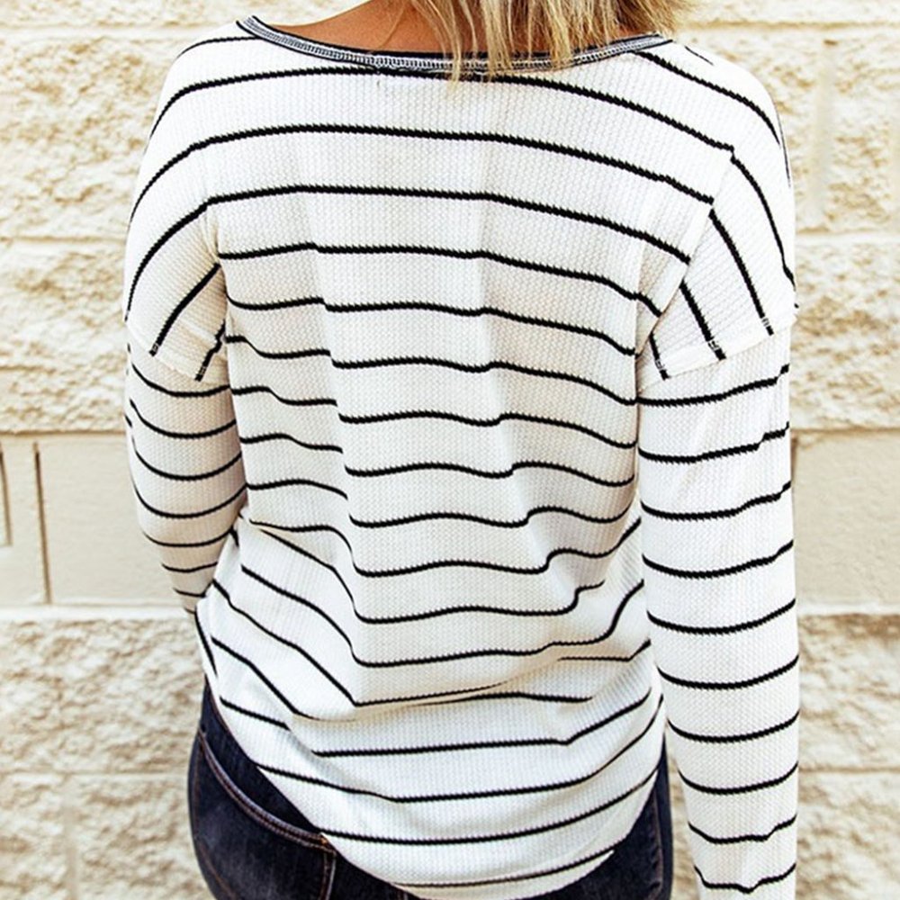 💜 New Stripped Ribbed Long-Sleeve Top - Picture 3 of 4